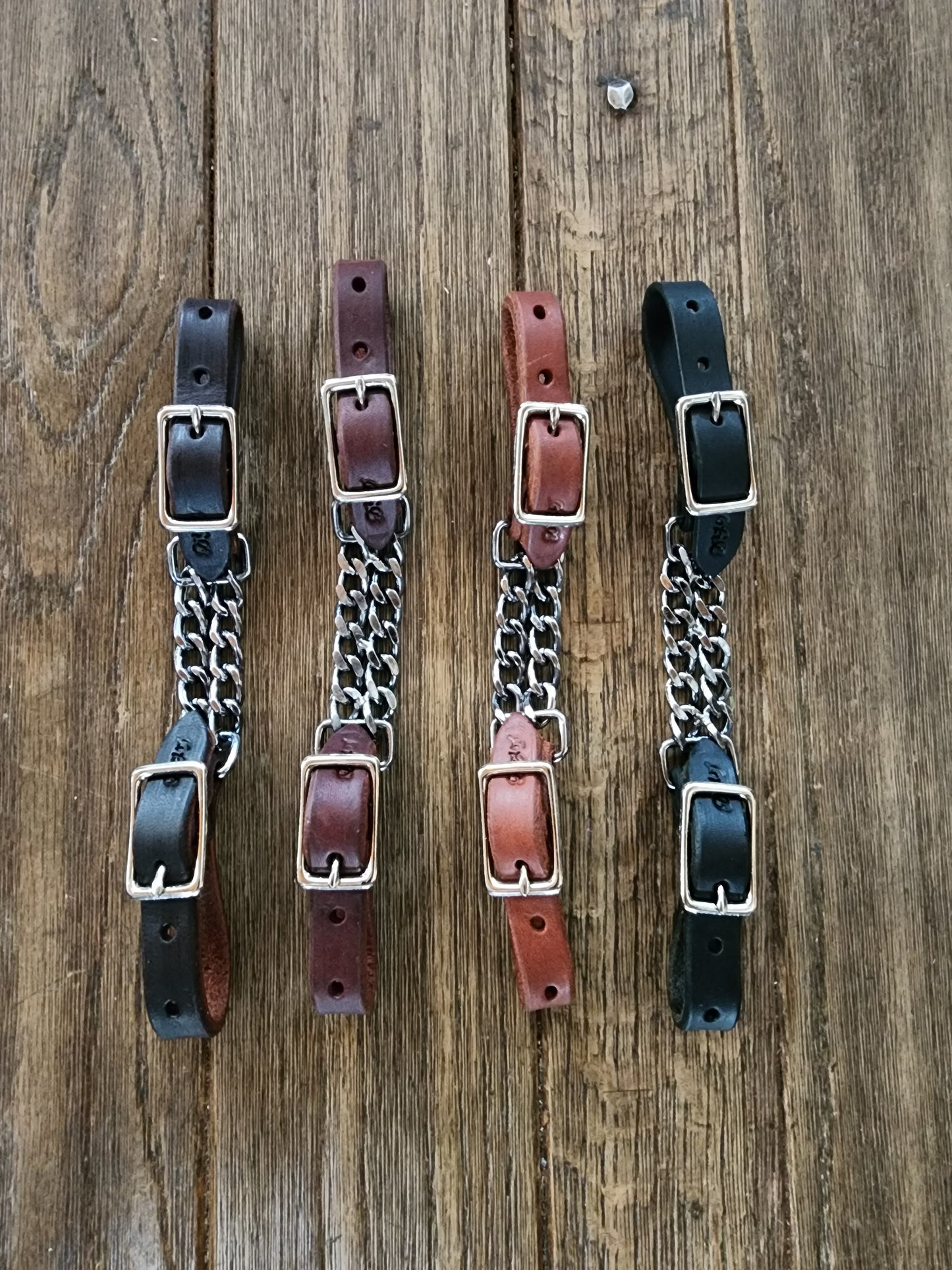 Leather double curb chain