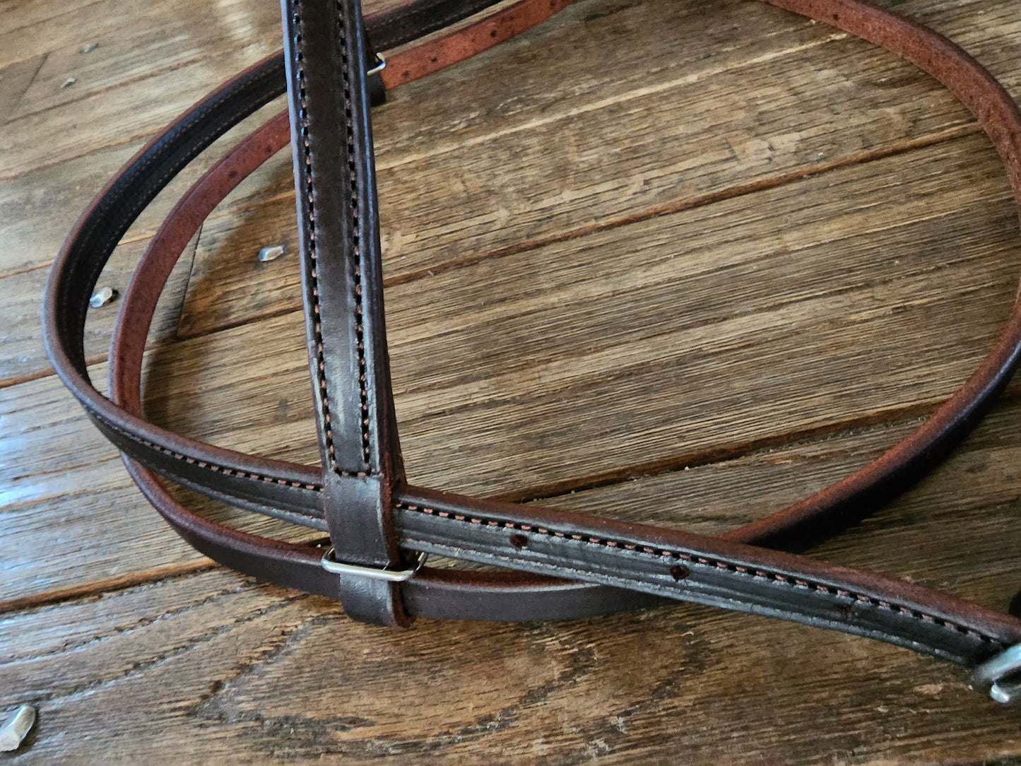 Dark oiled leather browband headstall