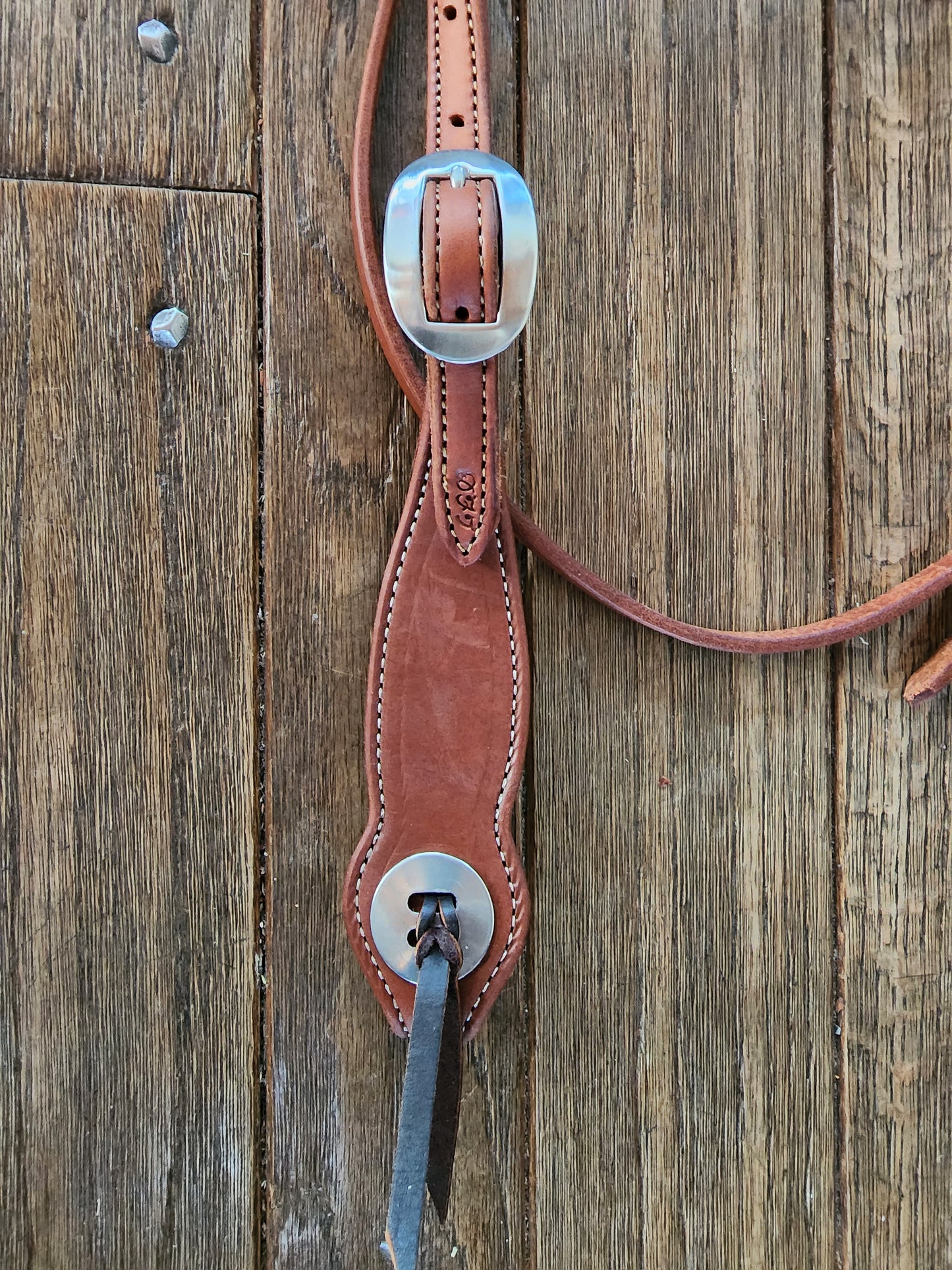 Browband headstall in red oiled leather