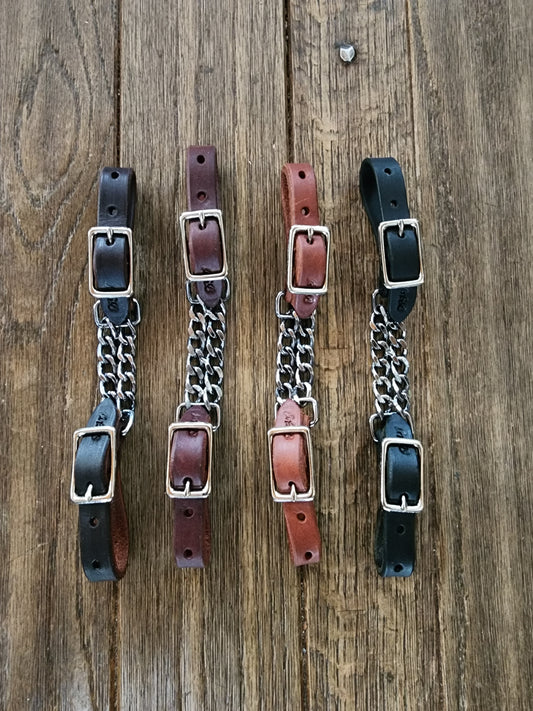 Leather double curb chain