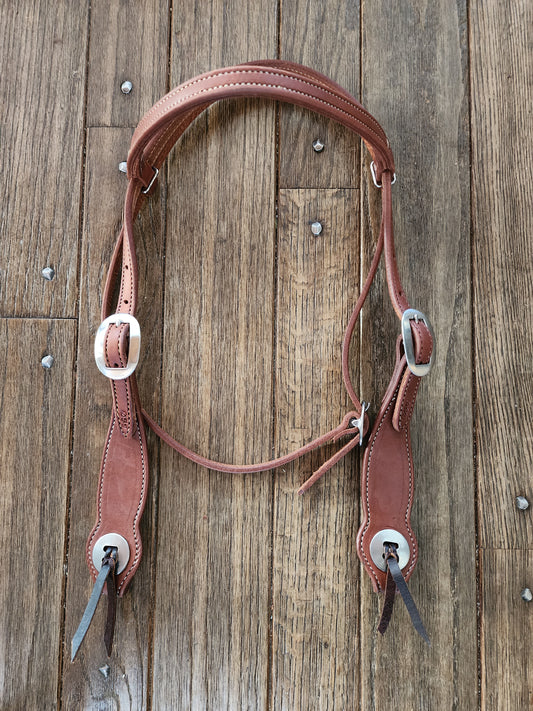 Browband headstall in red oiled leather