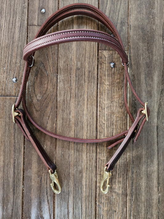 Browband headstall with brass hardware